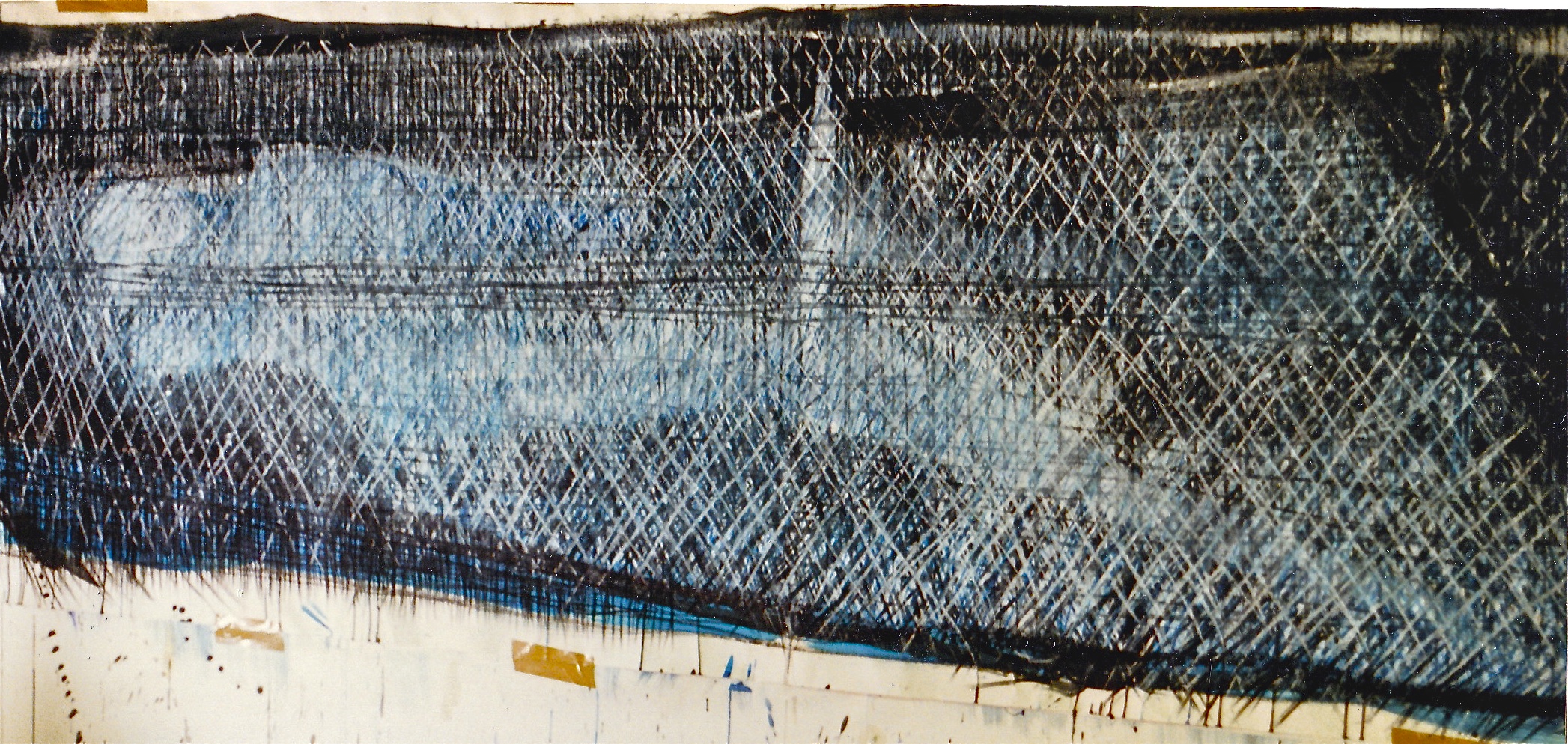 körperaufpapier,öl,kreide auf papier, 100x350cm, 1996